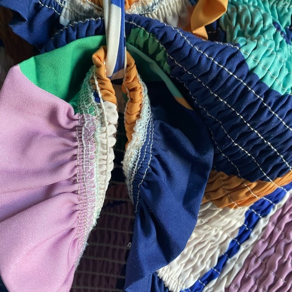 Her Bottari Emily Smocked Ruffle Bandeau Halter Tropical Coquette Y2K Top Size M - Picture 12 of 16